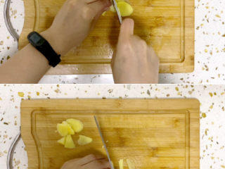 4、菠菜猪肝粥,准备10g左右的姜，一半切片，焯猪肝的时候去腥，一半切丝，煮粥的时候放，一方面可以再去腥，一方面味道会更浓郁