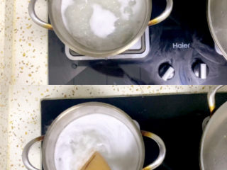 13、菠菜猪肝粥,开锅后转小火，不停搅拌