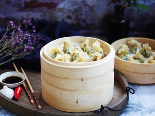 13、荠菜鸡肉蒸饺,成品图。