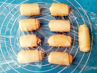 17、蟹壳黄烧饼,全部做好后盖上保鲜膜醒发15分钟，步骤不建议省略。