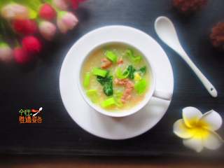 11、青菜肉沫粥,好吃又营养