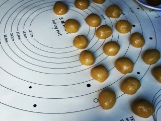 7、#午餐#中秋甜品蛋黄莲蓉月饼,饼皮醒好后分成15克大小！搓圆！