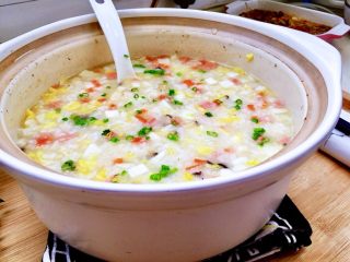 33、剩米饭的华丽转身➕香菇咸肉白菜粥,成品