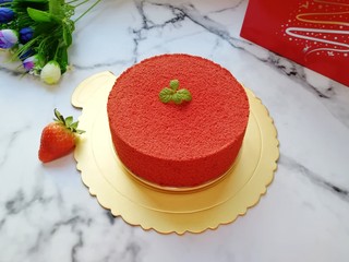 21、6寸红丝绒戚风蛋糕,好看极了。