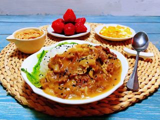 13、肥羊盖浇饭,早餐一定离不开水果的搭配哦