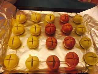 17、椰蓉开口酥,如图:在面团上方打十字交叉。