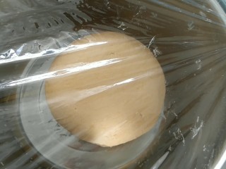 2、加菲猫花样馒头,揉光滑，盖上保鲜膜发酵。