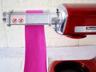 7、多彩饺子,再把海氏厨师换上制面片的配件，把醒发好的面团擀成薄片，再放入制面片中压制几次