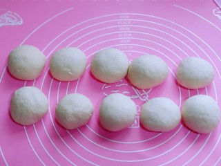 8、鳞虾木耳韭菜盒子,将每个小面团揉圆，盖上保鲜膜或湿布醒10分钟。