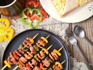 12、彩椒牛肉串,成品。