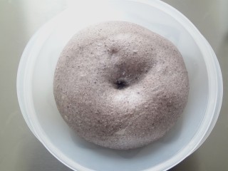 6、 黑米鸡蛋蔬菜汉堡,发酵成手指粘粉戳洞洞口不回缩不塌陷就可以了