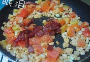 9、意式虾仁玉米粥,放入煎过的培根