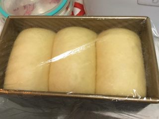 19、奶油吐司,发酵至九分满，盖上盖子。