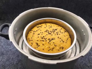 12、南瓜发糕,南瓜面团发酵过程最好放热的地方进行发酵，可以缩短发酵时间，南瓜面团体积膨大大约有2倍多，南瓜面团放入蒸锅中，大火蒸25分钟，焖5分钟即可。