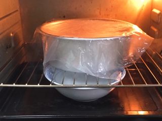 5、快速早餐吐司片-椰蓉味,烤箱发酵档，模具放入烤箱，底部放一碗热水，发酵60分钟。