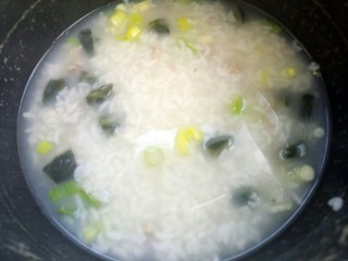 17、皮蛋瘦肉粥,再盖上电饭煲，焖一会