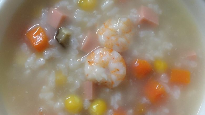 火腿玉米虾粥