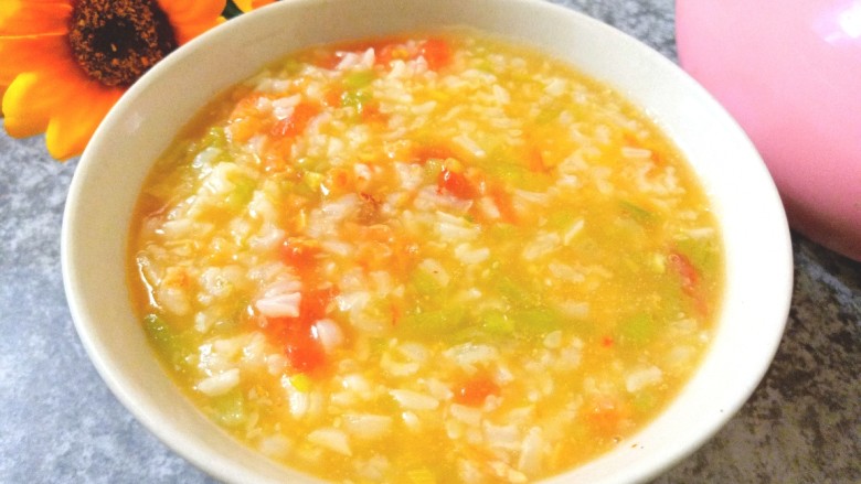 番茄丝瓜补钙粥