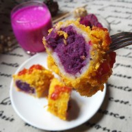 剩米饭紫薯泥卷