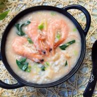 大虾干贝海鲜粥