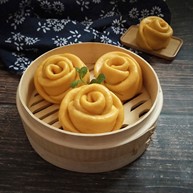 南瓜玫瑰馒头。