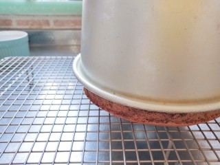 12、摩卡大理石纹戚风,烤箱上下火120度中层低温烘烤30分钟，再转150度10分钟定型，出炉震一下马上倒扣冷却