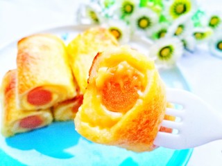 16、爆浆芝士火腿土司卷,来吃！