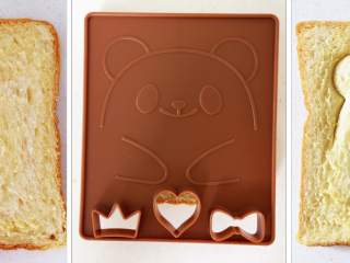 8、小熊牛油果三明治,准备一片吐司，用小熊轮廓模具进行压扣