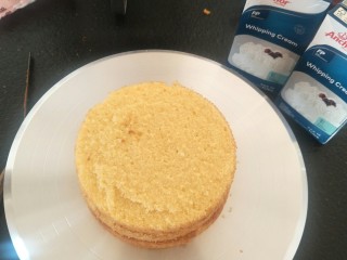 15、贺寿双层蛋糕(10＋6寸),把蛋糕片分成三份。