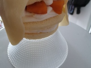 19、千层福袋蛋糕,包皮,大约用3张,收口的地方要留出来一些