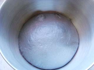 6、竹炭软欧包,面团发酵至两倍大。