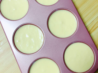 17、酸奶芝士蛋糕,把拌好的蛋糕糊倒入蛋糕模里。