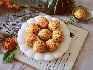 18、南瓜芝麻球,香香脆脆的小茶点