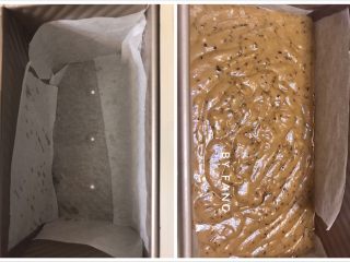 12、枣泥糕,450克吐司模铺好油纸，把糕体倒进去