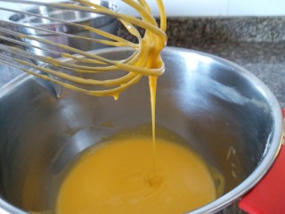 4、圣诞杯子蛋糕,加入过筛后的低粉写Z字手法拌均匀。蛋黄糊就做好了。