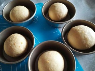 8、红薯软汉堡,用手按扁排气,滚圆然后放入汉堡包模具里面。