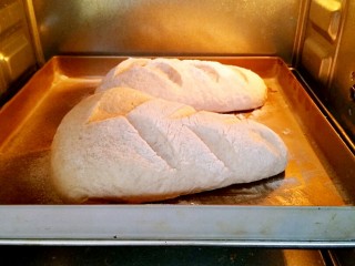 14、农夫面包,发酵到双倍大，烤箱预热230度，中下层，23分钟左右，十分钟以后，加盖锡纸。