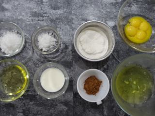 1、斑马条纹戚风蛋糕（超详细8寸版）,准备好食材，此配方为8寸模具，6寸的量分别乘以0.56就好。预热烤箱150度+30度。