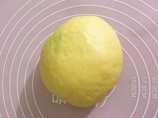 9、烘培之南瓜软欧包,将发酵好的面团按压排气在揉圆松弛10分钟