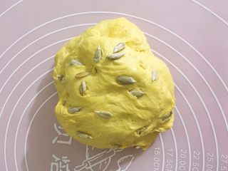 10、烘培之南瓜软欧包,将瓜子剥壳留瓜子仁，均匀揉进面团中