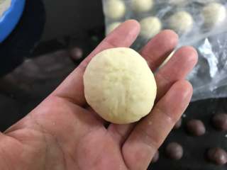 11、豆沙金钱小面包,收口后捏紧底部。