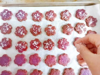 18、紫薯椰蓉饼干,撒上椰蓉，晾凉就变的酥脆，可以吃了