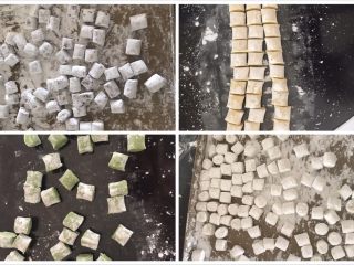 6、多彩芋圆,切成自己喜欢的大小，也可以搓圆，不过我觉得太麻烦了，还是切一下吧，哈哈