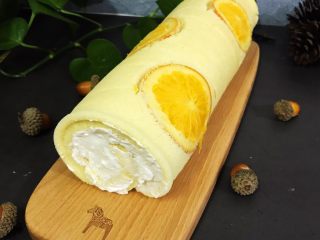 21、橙子蛋糕卷,卷好的蛋糕卷