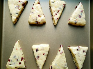 10、蔓越莓司康,摆入烤盘,静置10分钟