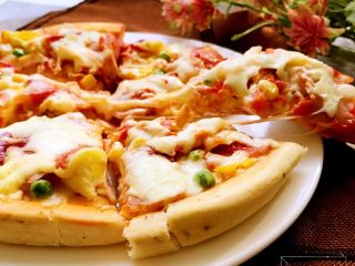 15、培根时蔬披萨,拉丝效果很棒哦。