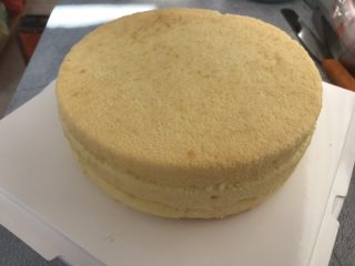 1、汪汪队生日蛋糕,把蛋糕胚分成三份