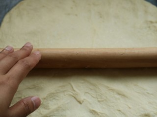 8、≈蔓越莓酸奶小方面包≈,取出排气，擀成圆片形