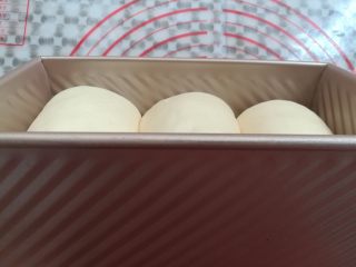 13、经典白吐司,面团发酵到吐司盒的8分满,取出盖上吐司盒的盖子,同时预热烤箱上火130度,下火160度