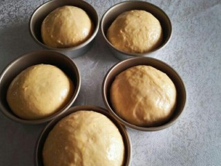 9、红薯软汉堡,烤箱或者发酵箱里面放一碗热水，保持在38度左右，发酵到两倍大。